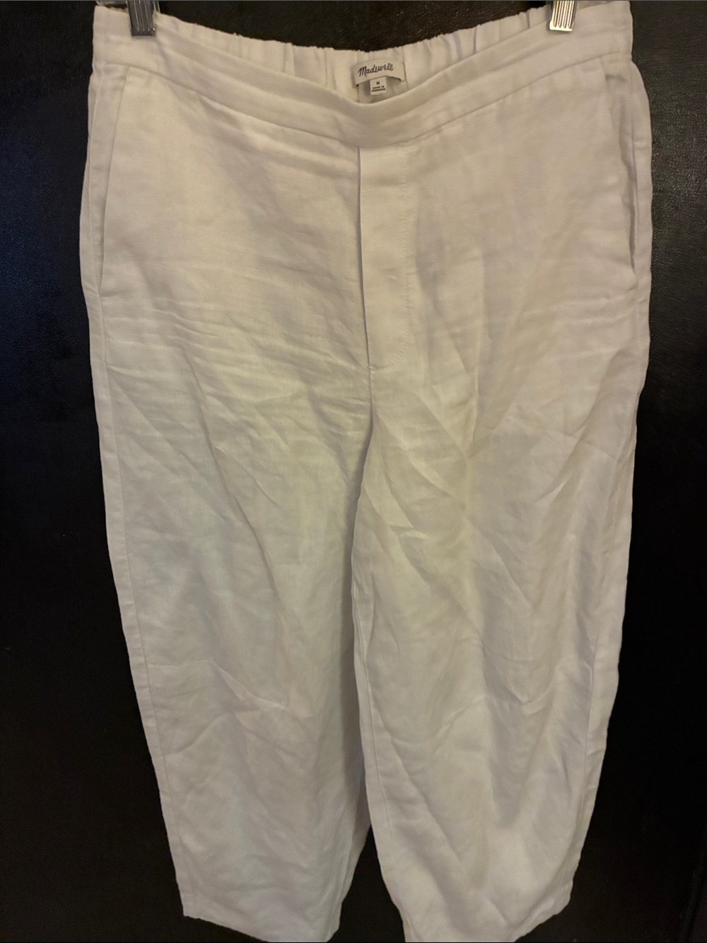 Madewell White Linen Barrel Pull on Pants